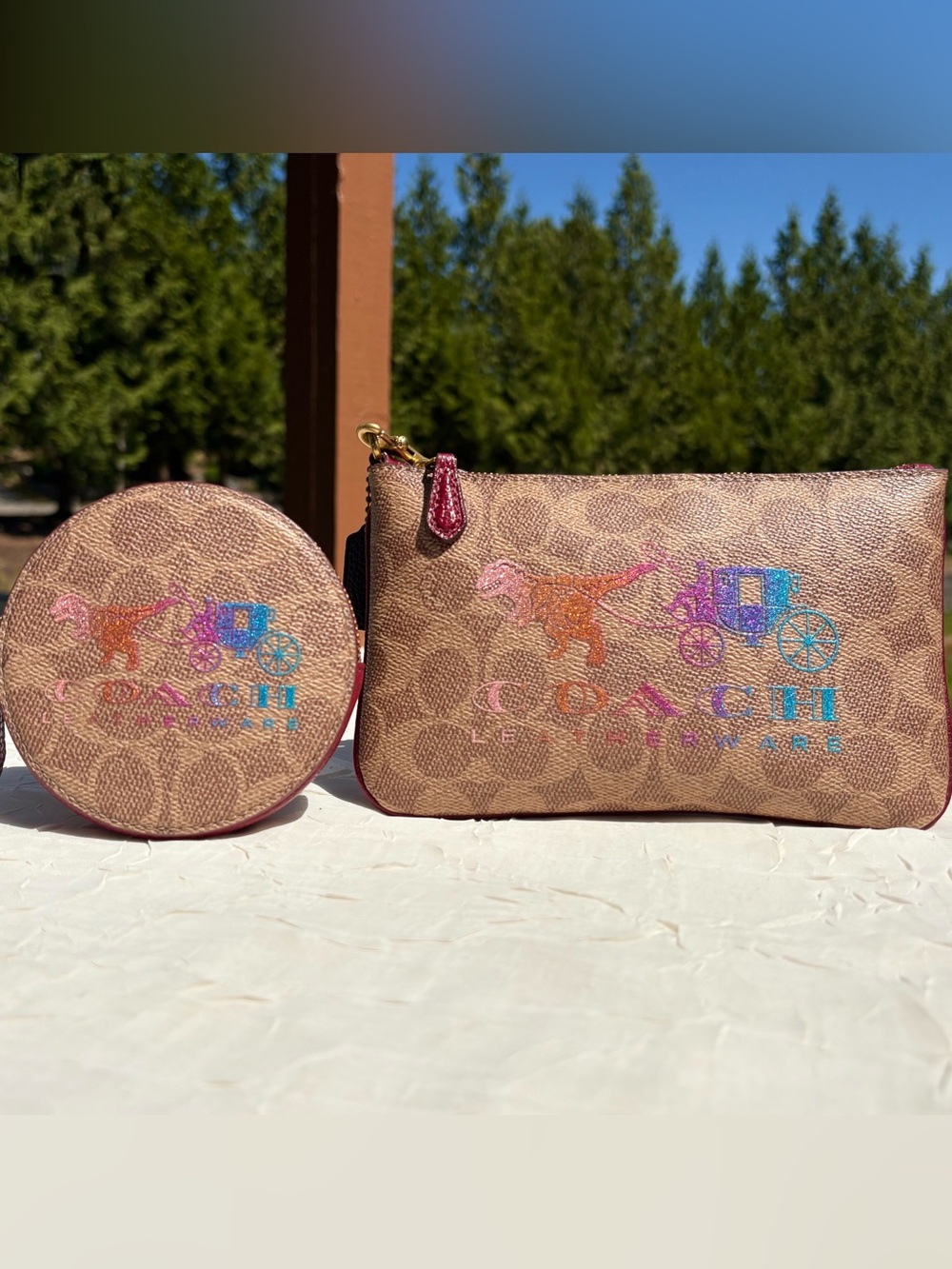 COACH Wallet & Coin Case In Signature Canvas With REXY And Carriage 88771 88767